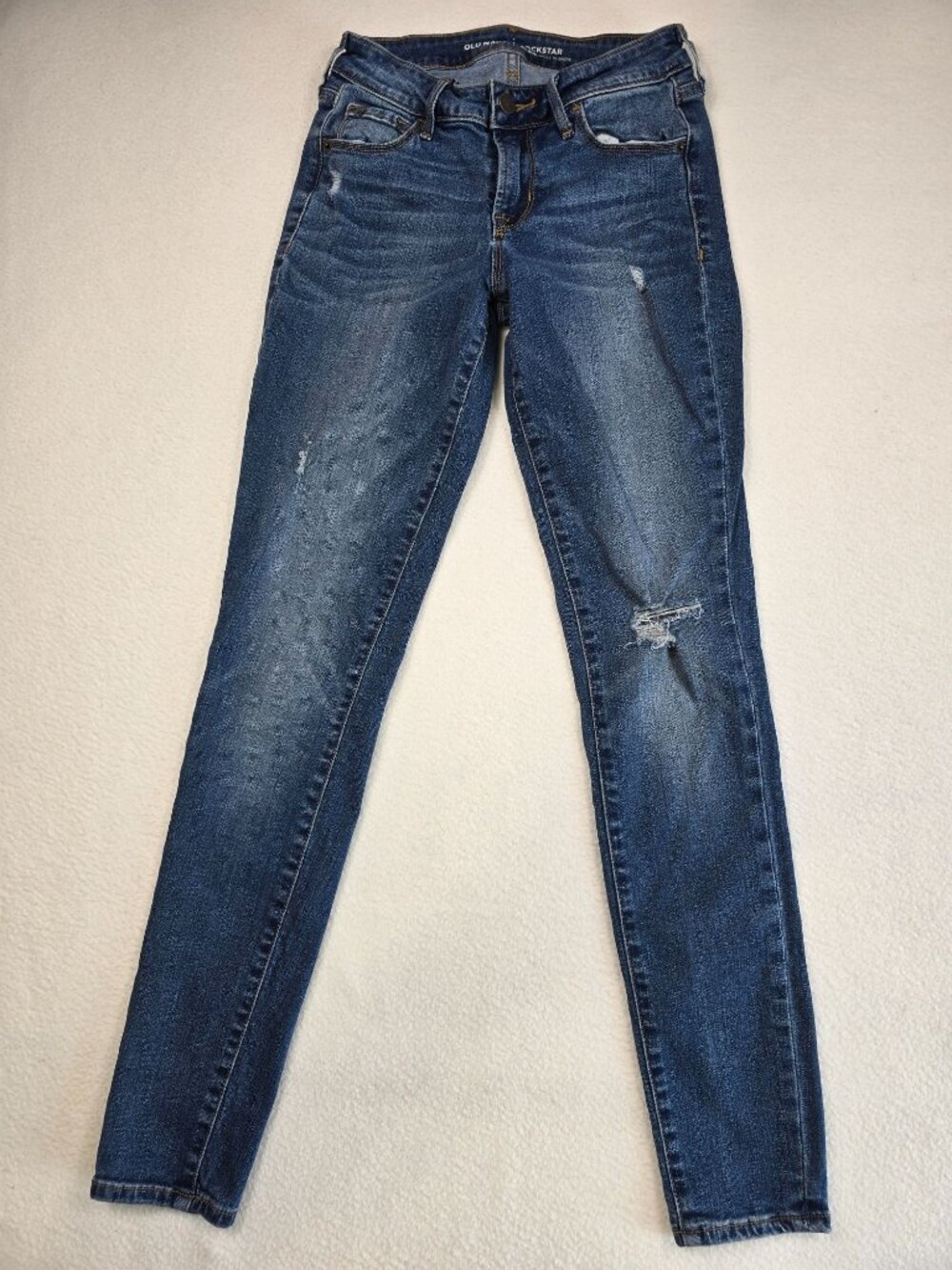 Old Navy Rockstar Mid-Rise Distressed Skinny Denim Jeans Size 0